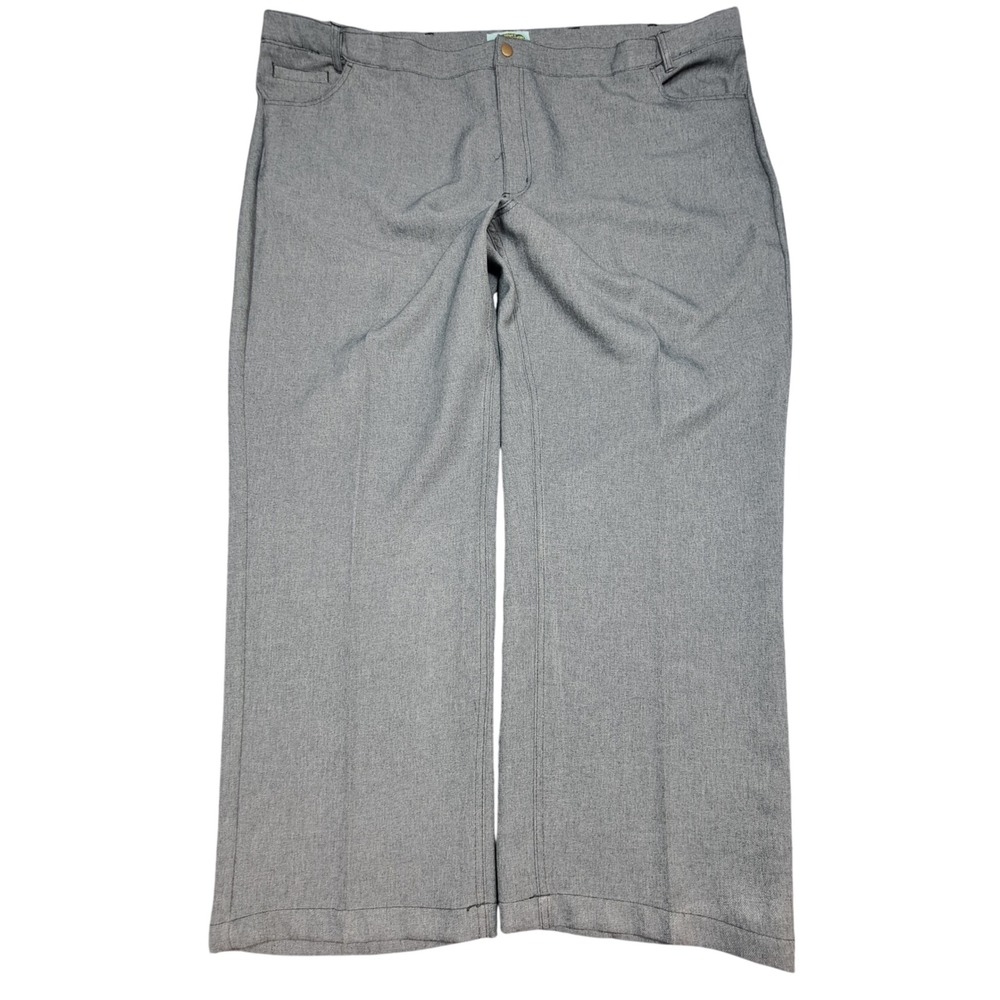 Haband Fit-Forever Mens Gray Dress Pants 52L Textured Straight Leg 5-Pocket